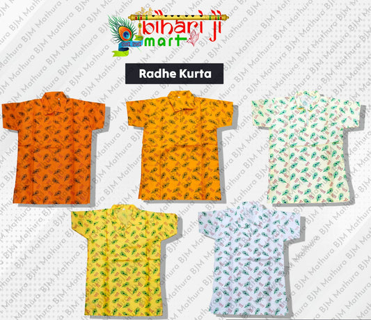 Radhe with Mor Pankh Printed Kurta BIHARI JI MART